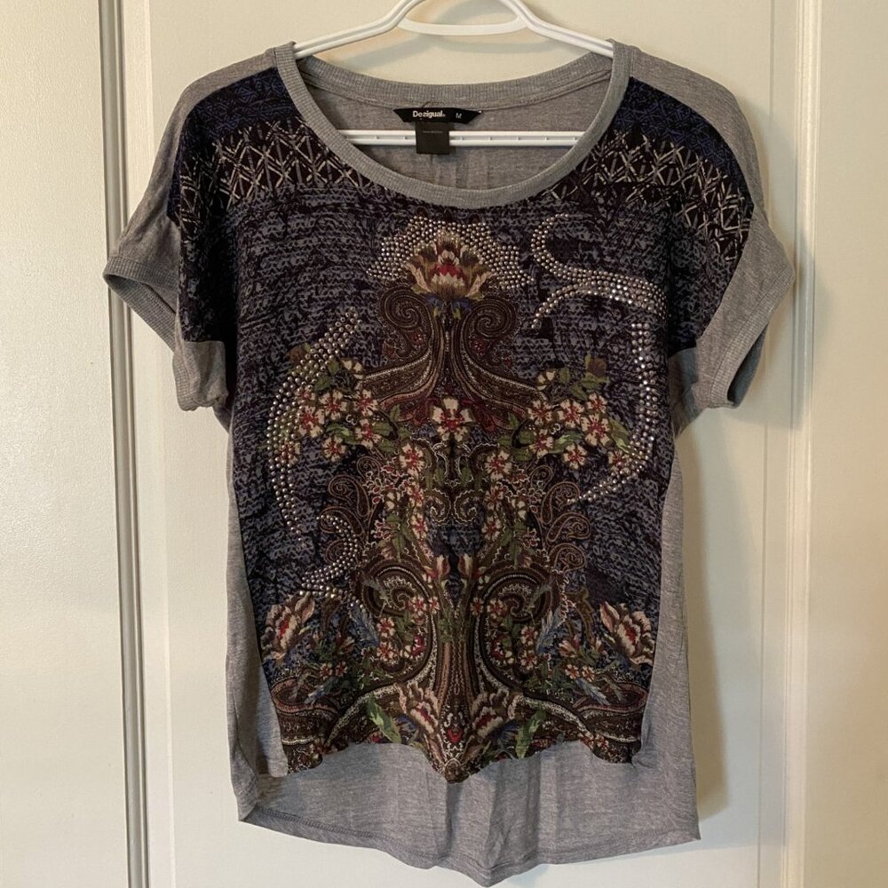 Desigual grey studded tshirt